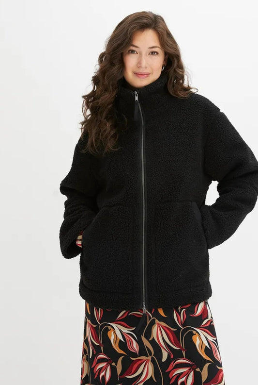 Cozy Teddy Fleece Jacket - Black