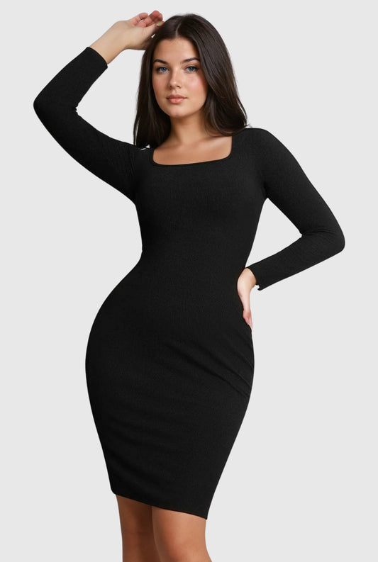 Zera - Long Sleeve Midi Shapewear Dress